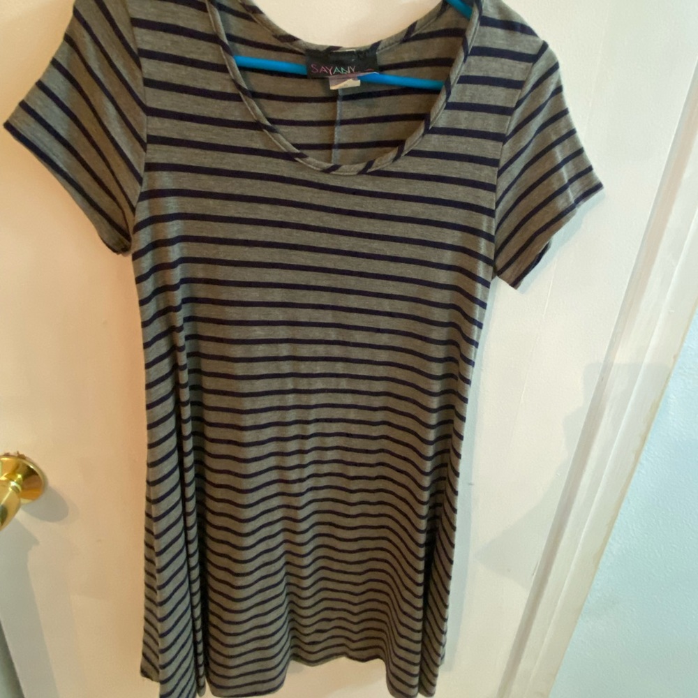 Grey and Navy stripped t-shirt dress